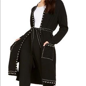 NWT - Belted Long Cardigan with Silver Studs